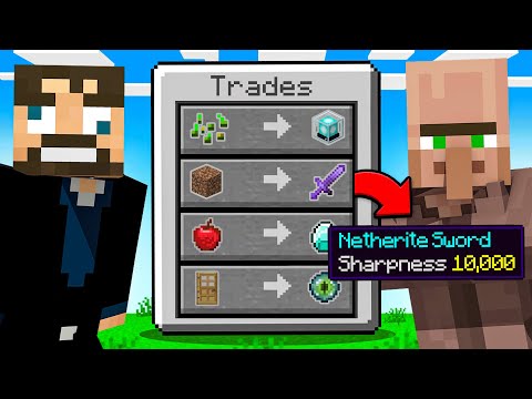 BEATING Minecraft With *OP* VILLAGER TRADES (HILARIOUS)