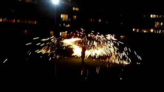 Burning and Spinning Steel Wool