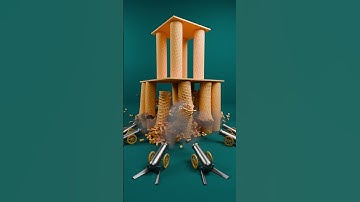 6 Cannons vs Building #blender #simulation #animation