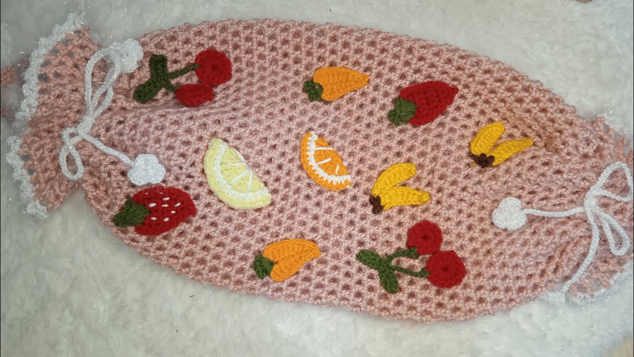 meyve figürlü el örgüsü poşetlik 🍋🍊🍌🍓🍒🍎🍉🥕