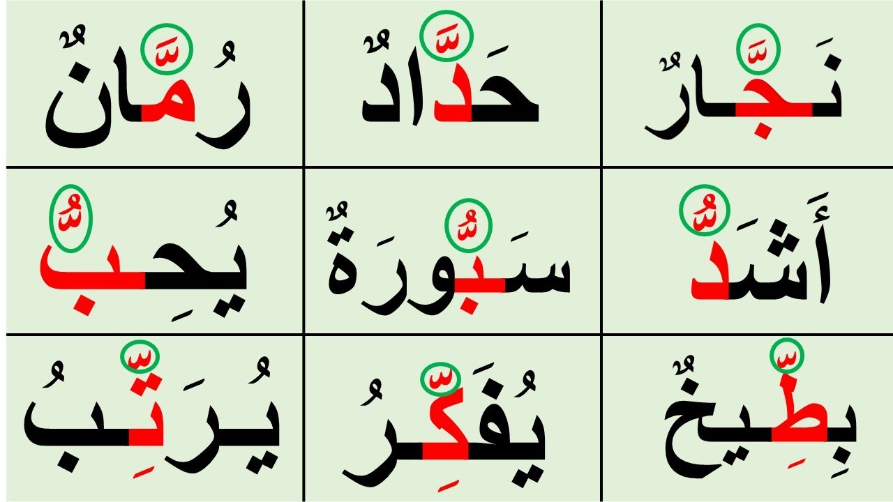 لنتعلم علامة الشدة بالفتحة والضمة والكسرة - YouTube