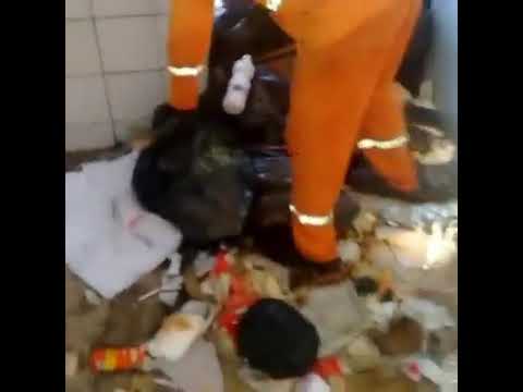 Vídeo de descarte inadequado de lixo hospitalar