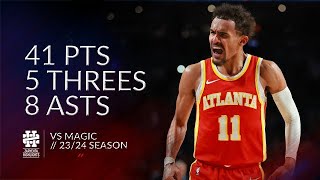 Trae Young 41 pts 5 threes 8 asts vs Magic 23/24 season