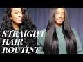 Curly to straight hair tutorial / no frizz silk press / how to straighten natural hair