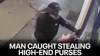 Man caught on camera stealing highend purses by smashing store window in Philly