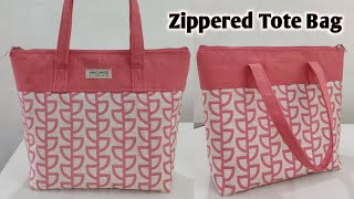 DIY Zippered Tote Bag | How to make cloth bags at home | Handbag easy sewing tutorial | Fabric Bags