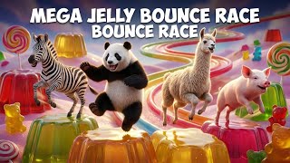 Mega Jelly Bounce Race Through Candy World! Zebra Panda Llama Pig – Funny 3D Animals Game Adventure screenshot 3