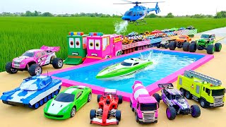 MANTAP‼️Mobil Truk Oleng Panjang Bongkar Mainan Mobil-Mobilan! Mixer Truck, Fire Truck, Long Tronton