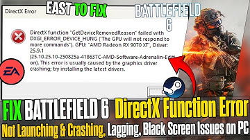 🎮 How to Fix Battlefield 6 DirectX Function Error 🛠️ Not Launching & Crashing (PC)
