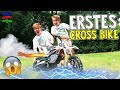 Kinder Elektro Motorrad VS Fahrrad 😱 Erste Mal Crossbike fahren 😁 TipTapTube Family 👨‍👩‍👦‍👦