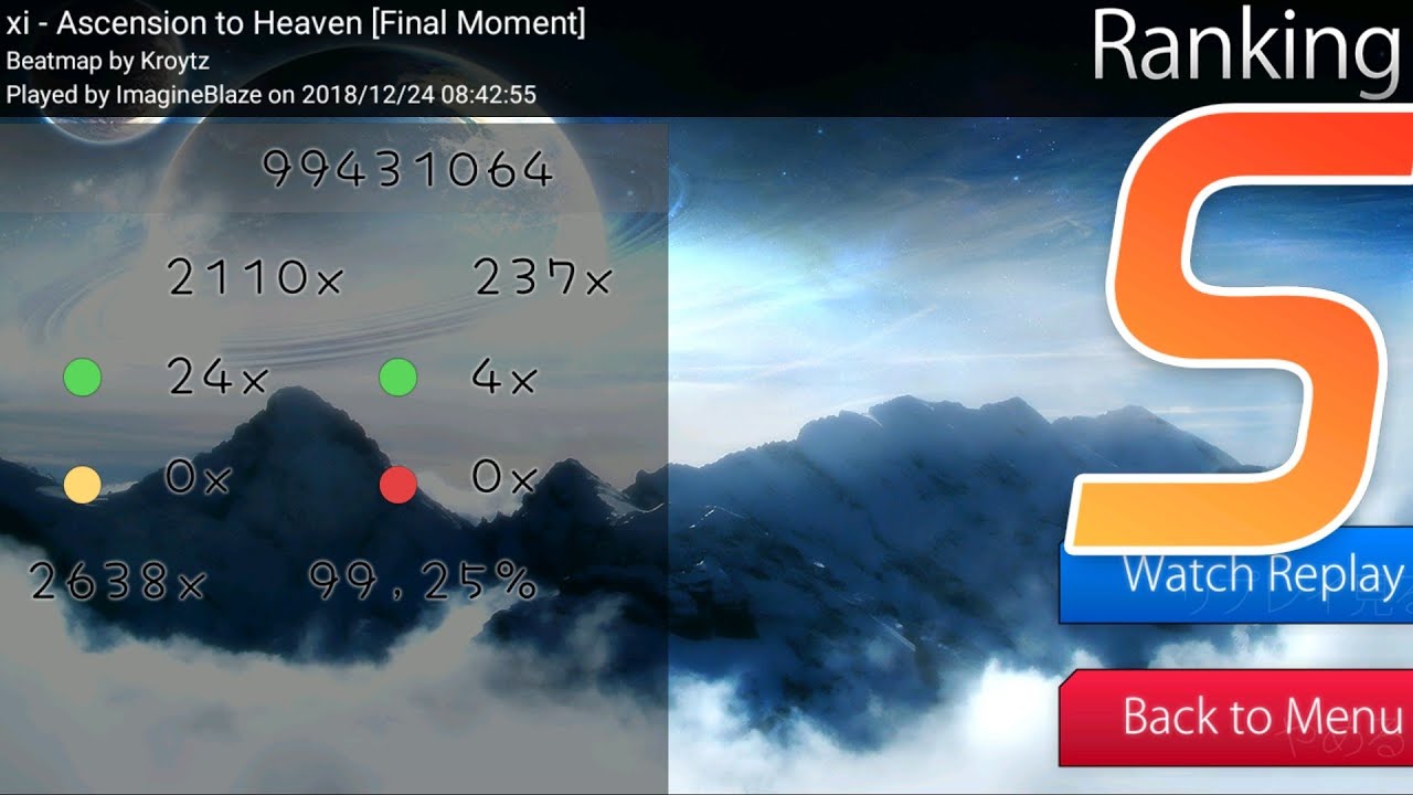 Osu Droid Xi Ascension To Heaven Final Moment Nm 99 25 Fc 3 671pp Youtube