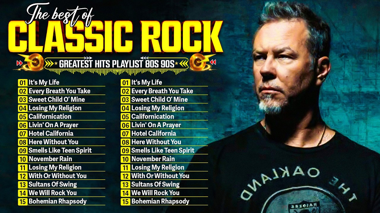 Guns N’ Roses, ACDC, Bon Jovi, Metallica, Nirvana, Queen 🎶 Classic Rock Songs 70s 80s 90s Full Album