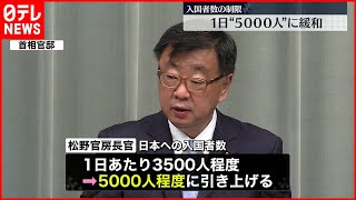 【緩和】入国者数の制限  １日“５０００人程度”に引き上げ