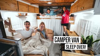 4 People in 1 Camper Van!?  Our First Sleepover in the RV! (Feat. Travel Beans)