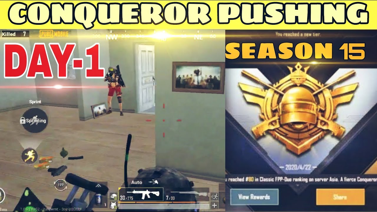 Day 1 S15 Solo Conqueror Rank Push Bronze To Conqueror Journey Pubg Mobile Ipgamer Youtube