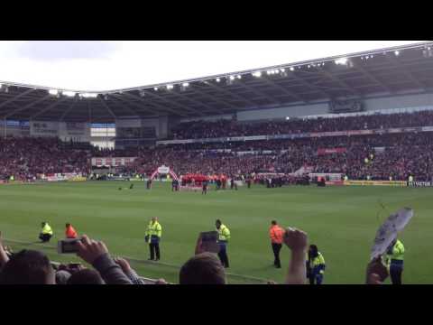 Cardiff City lifting the championship trophy 12/13