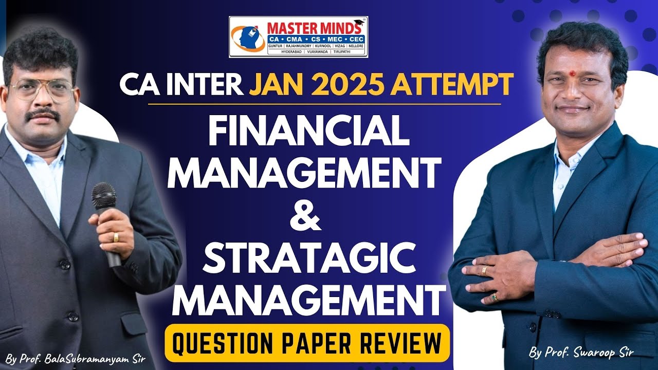 CA Inter | FM & SM | Jan 25 | Question Paper Review - YouTube