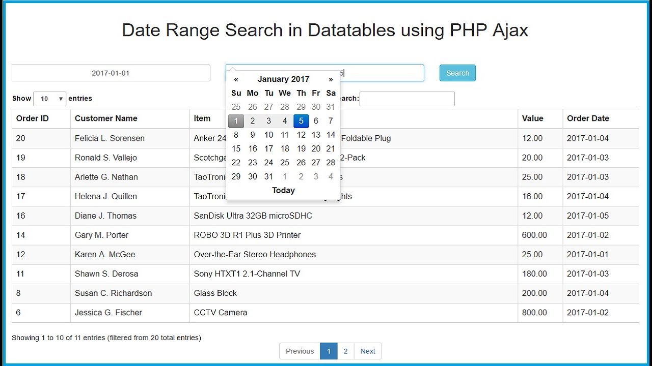 Date Range Search In Datatables Using PHP Ajax YouTube Date Range Search In Datatables Using PHP Ajax YouTube