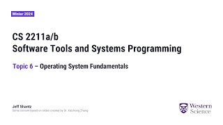 Computer Science 2211b - Topic 06 - Operating System Fundamentals