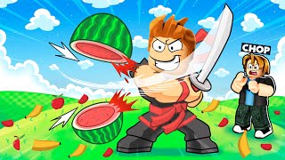 ROBLOX CHOP AND FROSTY SLICE FRUITS IN FRUIT NINJA SIMULATOR