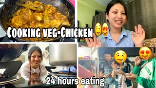 Cooking Vegchicken for the first time ||Exploring street food ||Vlog ||Lilyrongpharpi