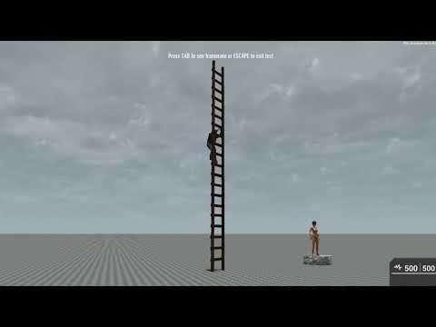 NPC climbing down ladder