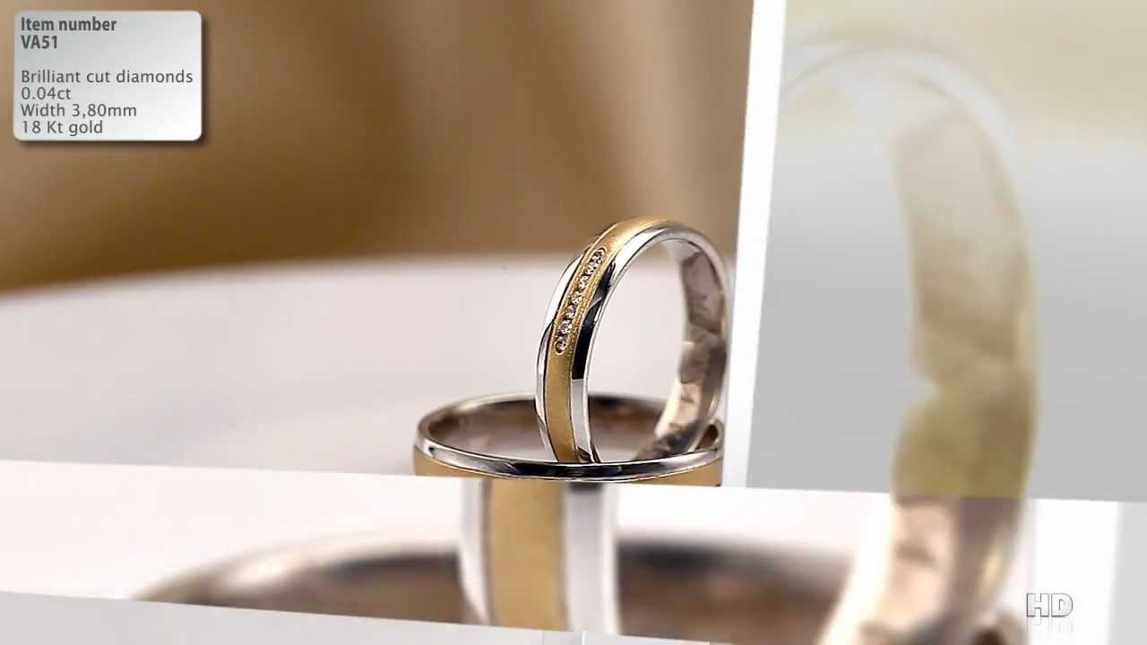 Wedding Rings model VA51, with diamonds in 18K gold and platinum