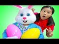 Funny Easter Bunny Has Happy Easter Surprise Egg Toys Hunt for Kids