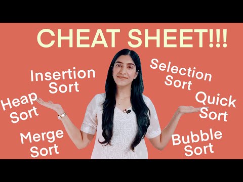Sorting Algos Cheat Sheet! Comparison of Properties-Bubble, Selection, Insertion, Merge, Quick, Heap