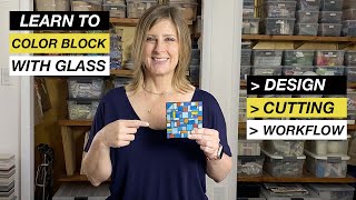 HOW TO MAKE A MOSAIC COLORBLOCK DESIGN | Glass, One Tool, Project Workflow, Adhesive, Grout, + TIPS!