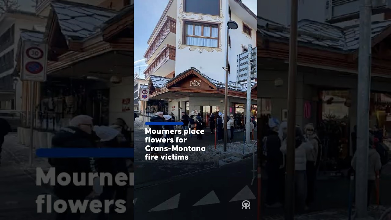 Mourners place flowers for Crans-Montana fire victims in Switzerland