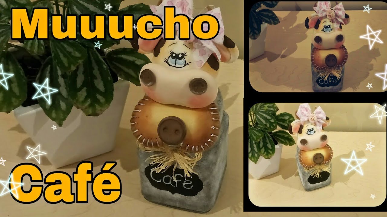 DIY Vaca | Como hacer un hermoso frasco para el cafe | porcelana fría | Ideas Fáciles |