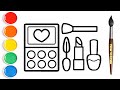 Makeup Set Drawing and Painting for Kids &amp; Toddlers / How to Draw Makeup Set