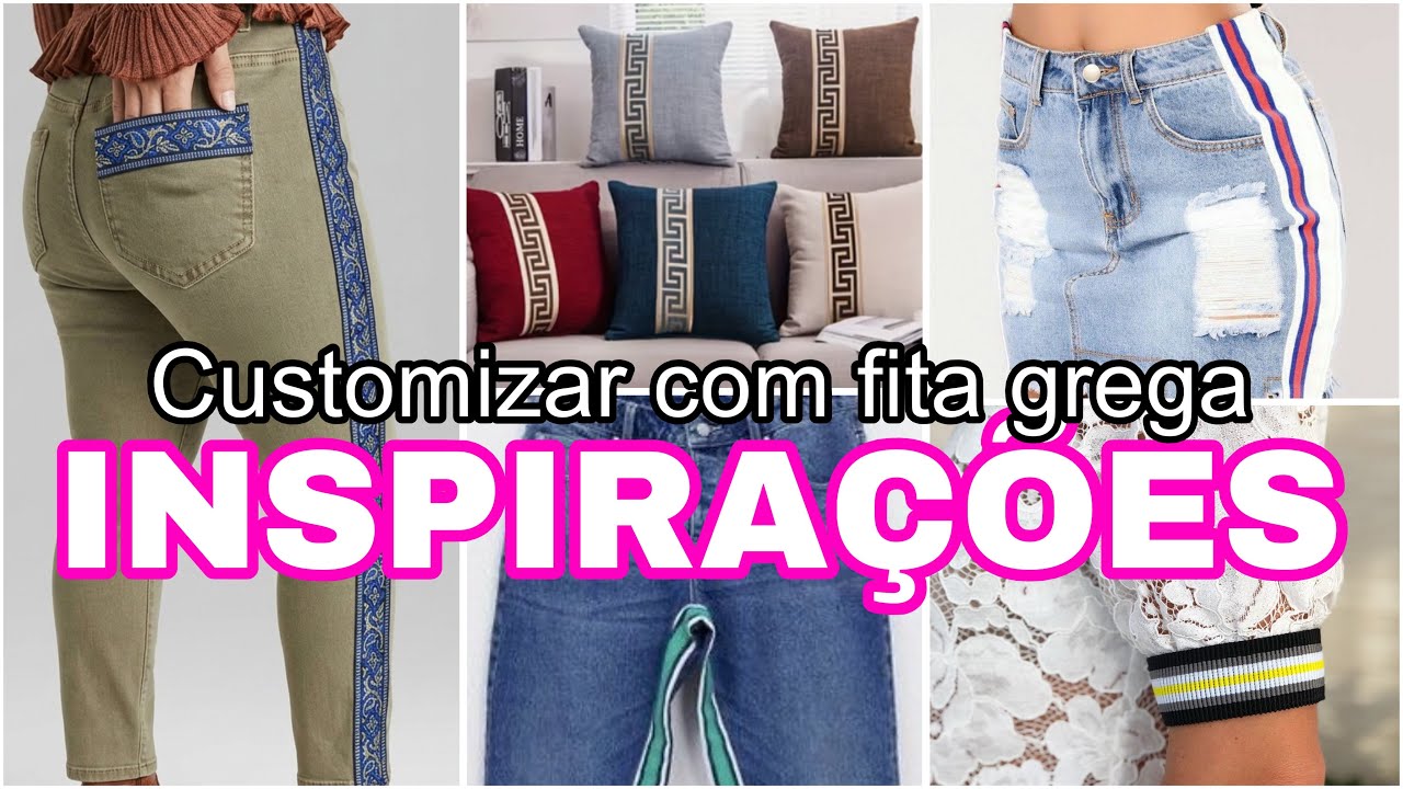 Muitas ideias pra customizar roupas usando fitas decorativas / fitas grega / ideais pra customizar 