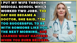 I PUT MY WIFE THROUGH MEDICAL SCHOOL WHILE WORKED TWO JOBS. THE DAY SHE BECAME A DOCTOR.
