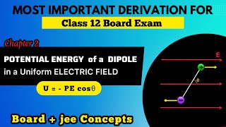 Potential energy of a dipole in an external field class 12 || Electric potential and capacitance