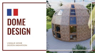 Unique dome house design 3d animation