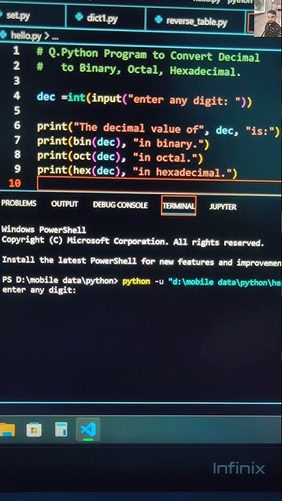 python program to convert decimal to binary - octal - hexadecimal | vs ...