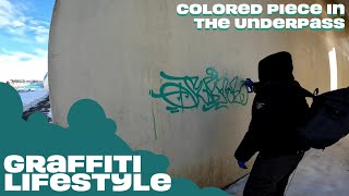 Graffiti Lifestyle / Colored Piece in the Underpass / Tagging, Throws / SURF 245 4K