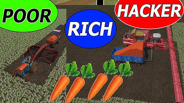 Farming Simulator 17: POOR vs RICH vs CRAZY !! Carrot Harvesting - Farmer and Gameplay Comparison,