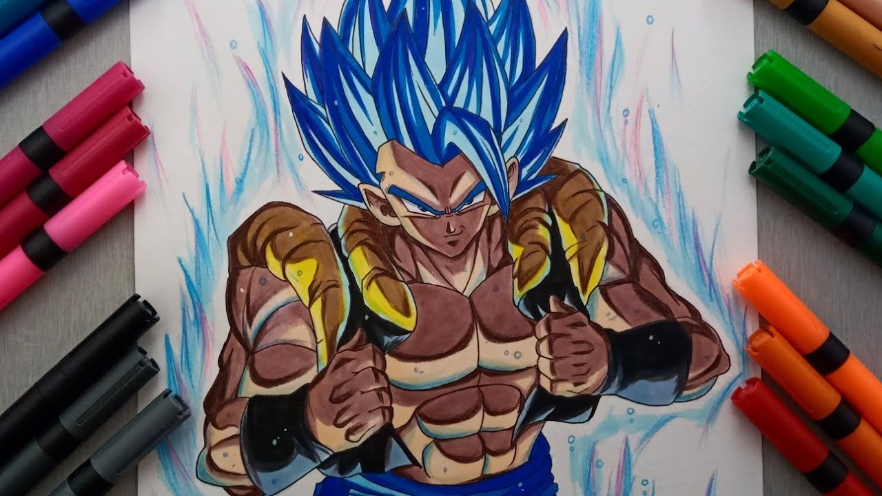 COMO DESENHAR GOGETA SSJ BLUE  HOW TO DRAW GOGETA SSJ BLUE #02  (Pintura/Painting) 