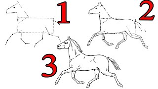 تعلم كيفية رسم حصان بالرصاص مع الخطوات للمبتدئين / رسم سهل / تعليم الرسم