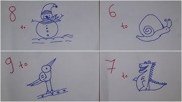 How to Draw Anything from Numbers | Easy 9 Drawing from Numbers for Kids 1-9