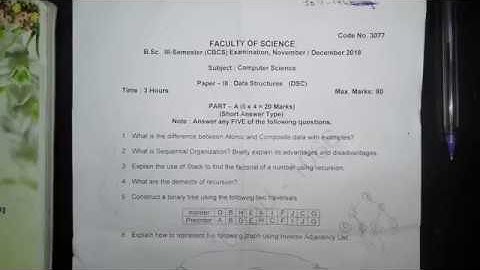 Computer Science Question Paper For Bsc 3rd Semester December 2018
