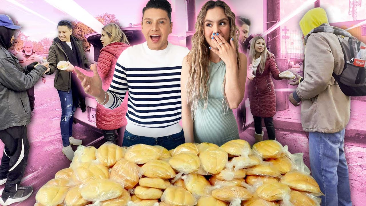 Regalando 100 tortas en la calle