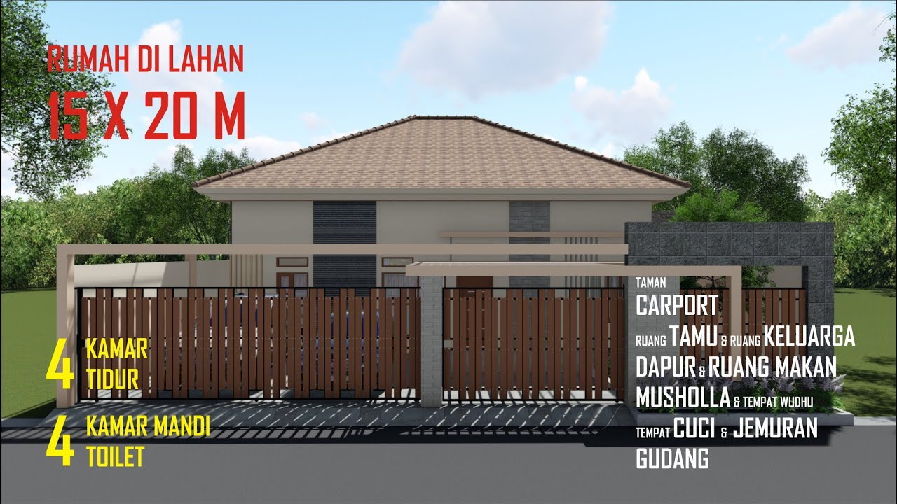 Rumah 1 Lantai Di Lahan 15 X 20 M A20 Youtube