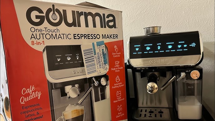 New Gourmia 4-Shot Steam Espresso, Cappuccino, and Latte Maker with Frothing Wand