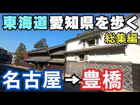 東海道 愛知県を歩く 98km (名古屋-豊橋)総集編 七里の渡しから二川駅まで/Aichi-Tokaido Walking