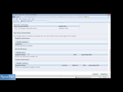 Register supplier to access iSupplier Portal  in Oracle R12 Part 1