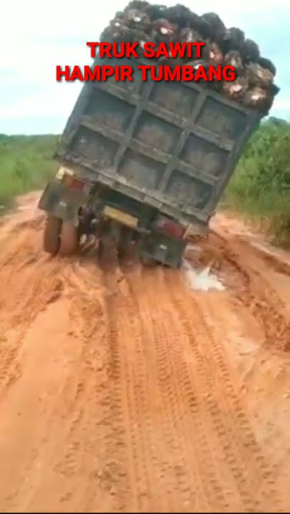 truk sawit hampir tumbang di jalan rusak #shortsvideo #shortvideo #shorts #short